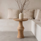Table d'appoint teck recyclé naturel ronde – 50x50x60 cm