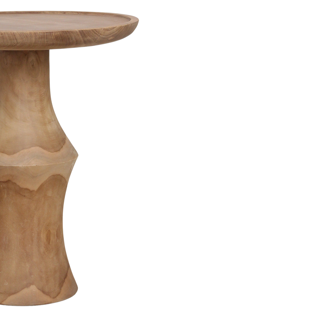 Table d'appoint teck recyclé naturel ronde – 50x50x60 cm