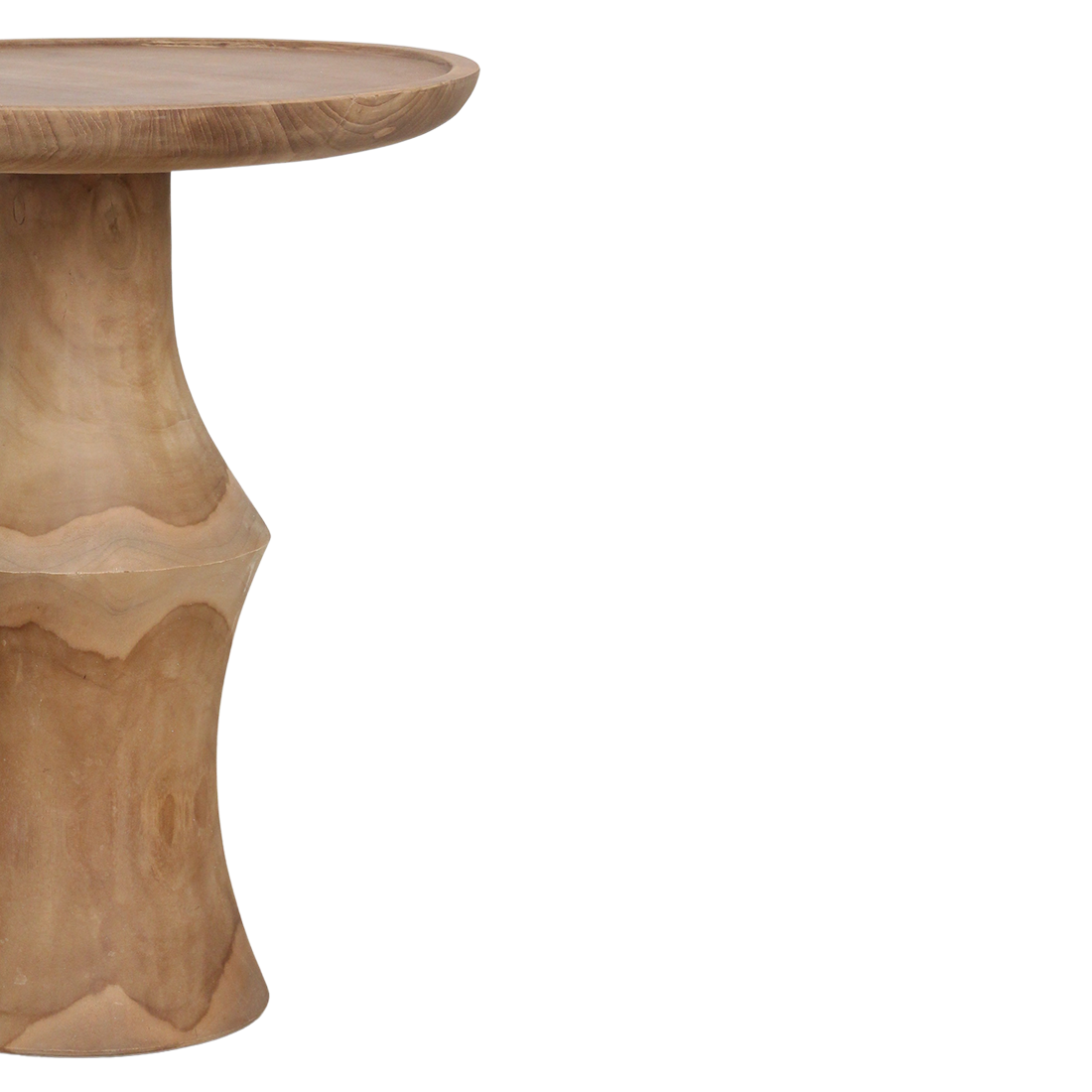 Table d'appoint teck recyclé naturel ronde – 50x50x60 cm