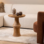Table d'appoint teck recyclé naturel ronde – 50x50x60 cm