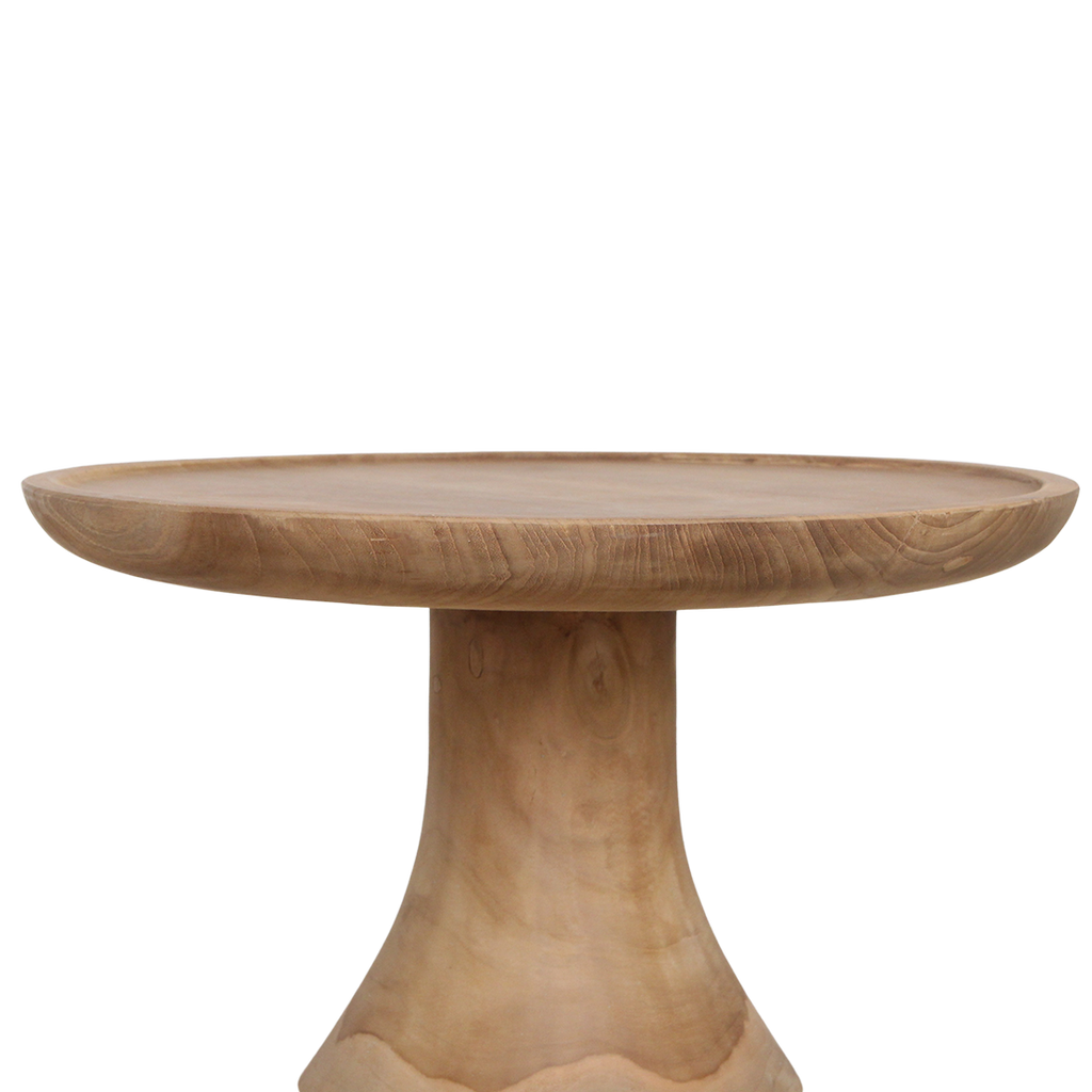 Table d'appoint teck recyclé naturel ronde – 50x50x60 cm