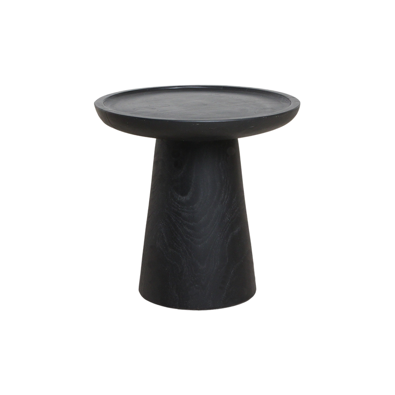 Table d’appoint ronde en teck noir mat avec rebord – Ø40 cm