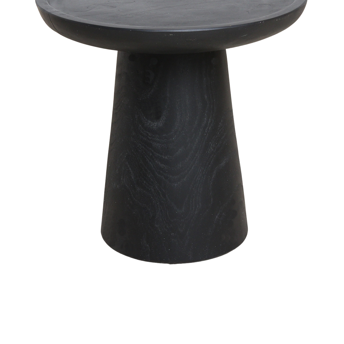 Table d’appoint ronde en teck noir mat avec rebord – Ø40 cm