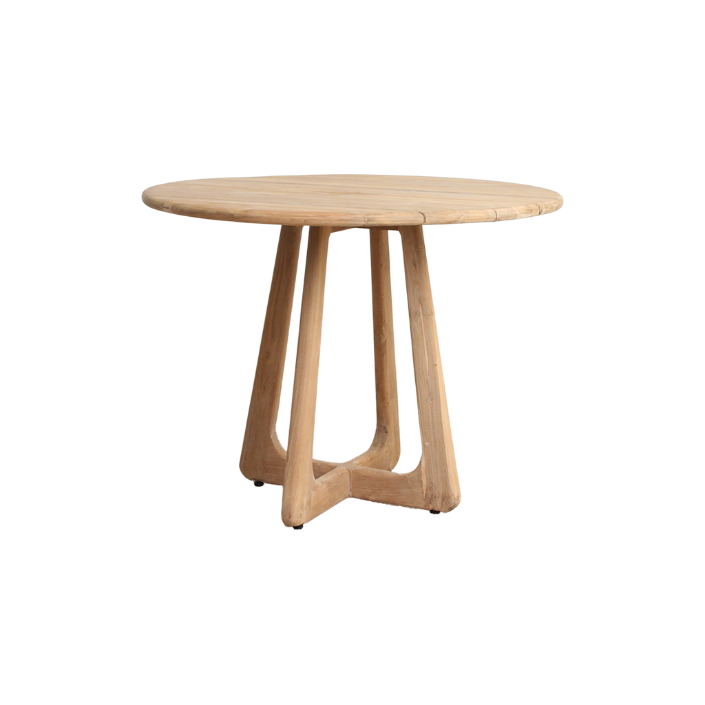 Table de jardin ronde bois de teck naturel extérieur – Ø100 cm