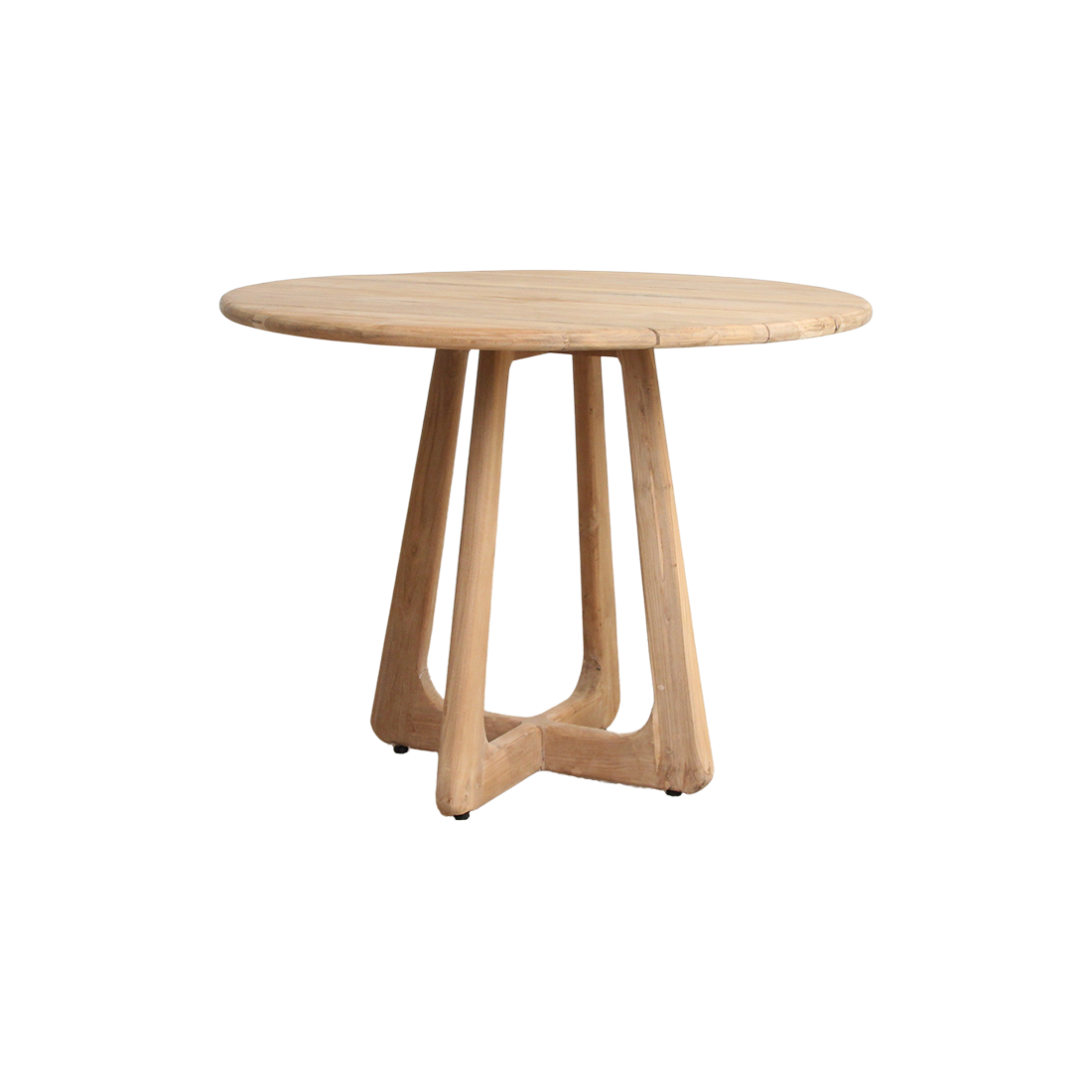 Table de jardin ronde bois de teck naturel extérieur – Ø100 cm
