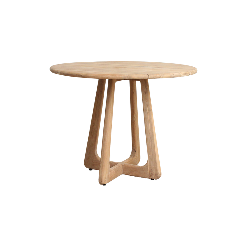 Table de jardin ronde bois de teck naturel extérieur – Ø100 cm