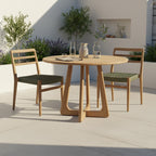 Table de jardin ronde bois de teck naturel extérieur – Ø100 cm