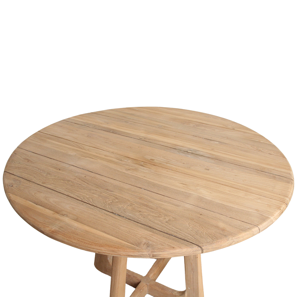 Table de jardin ronde bois de teck naturel extérieur – Ø100 cm