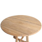 Table de jardin ronde bois de teck naturel extérieur – Ø100 cm
