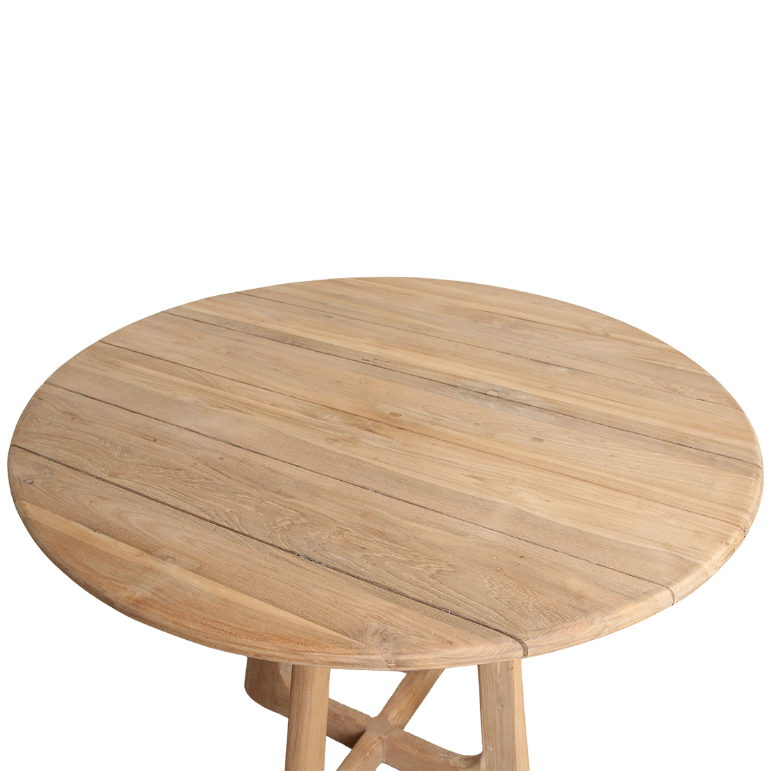Table de jardin ronde bois de teck naturel extérieur – Ø100 cm