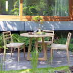 Table de jardin ronde bois de teck naturel extérieur – Ø100 cm