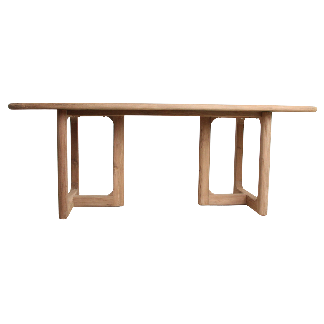 Table de jardin en teck recyclé naturel avec pieds ajourés – 200x90 cm