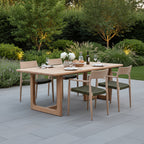 Table de jardin en teck recyclé naturel avec pieds ajourés – 200x90 cm