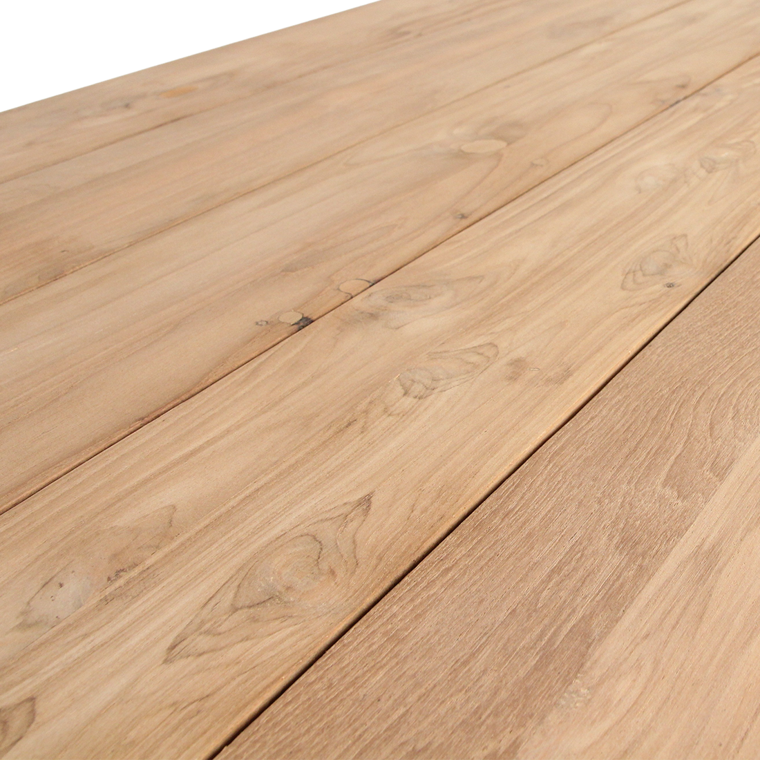 Table de jardin en teck recyclé naturel avec pieds ajourés – 200x90 cm
