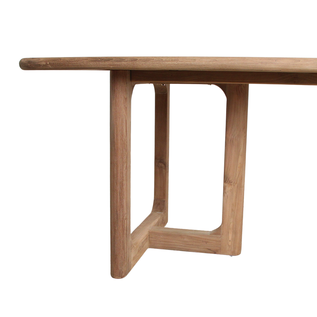 Table de jardin en teck recyclé naturel avec pieds ajourés – 200x90 cm