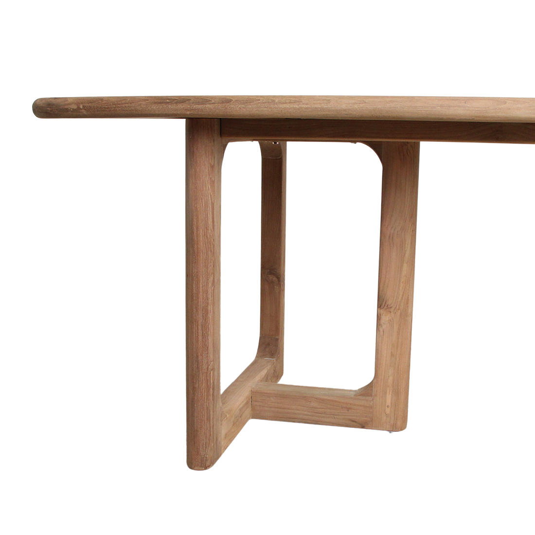 Table de jardin en teck recyclé naturel avec pieds ajourés – 200x90 cm