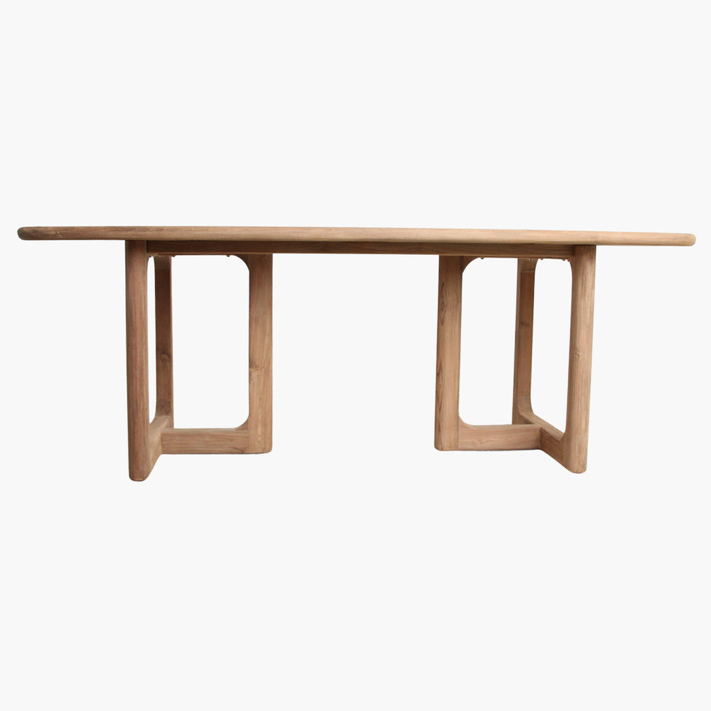 Table de jardin en teck recyclé 240 cm ovale et naturelle