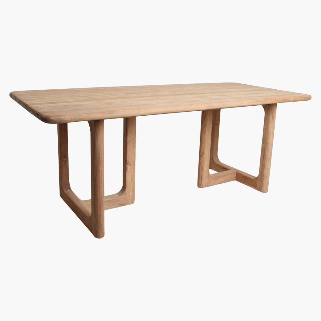 Table de jardin en teck recyclé 240 cm ovale et naturelle
