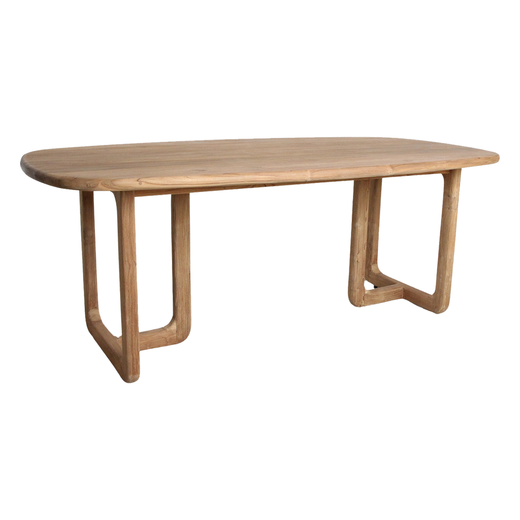 Table à manger en teck recyclé naturel oblong – 240x100 cm