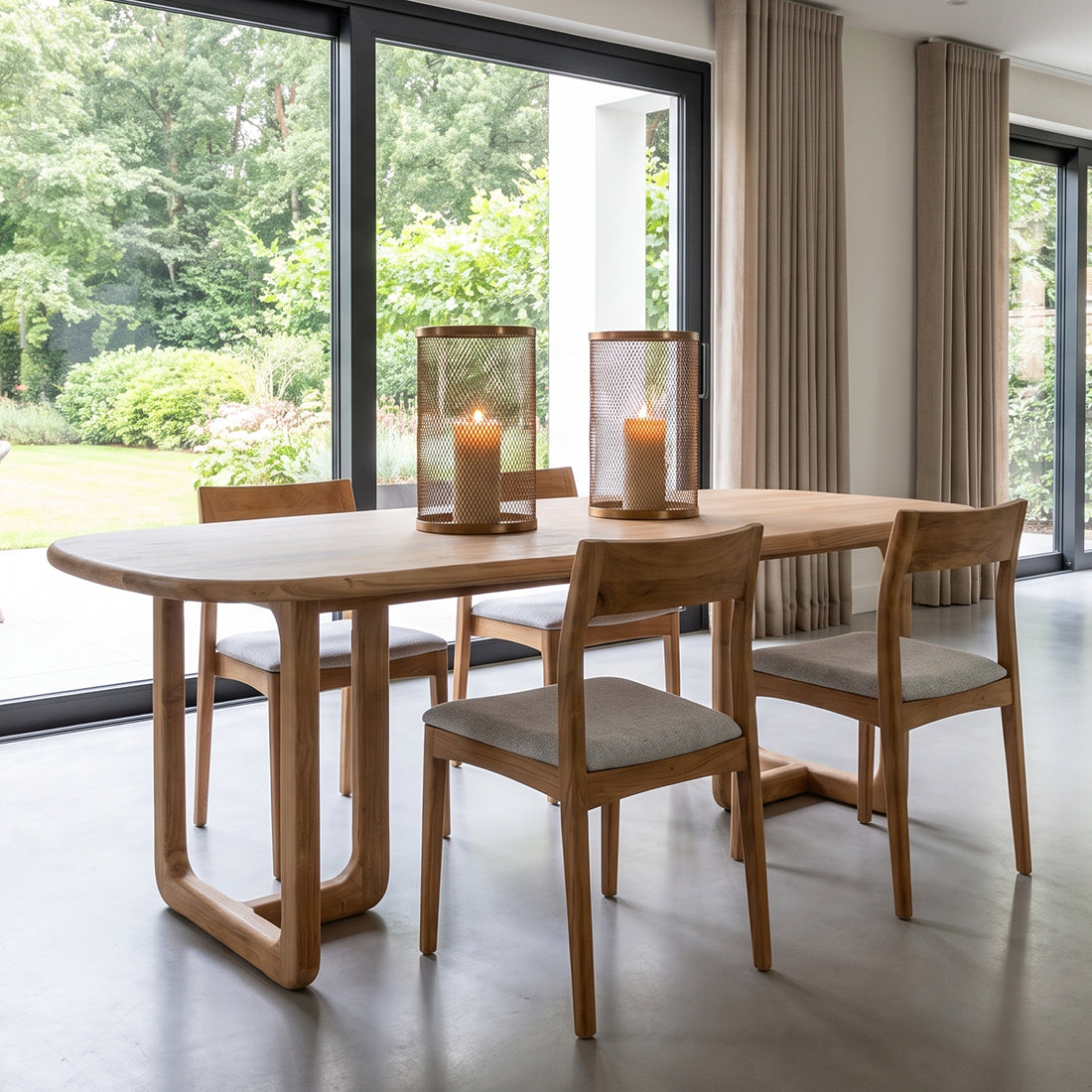 Table à manger en teck recyclé naturel oblong – 240x100 cm
