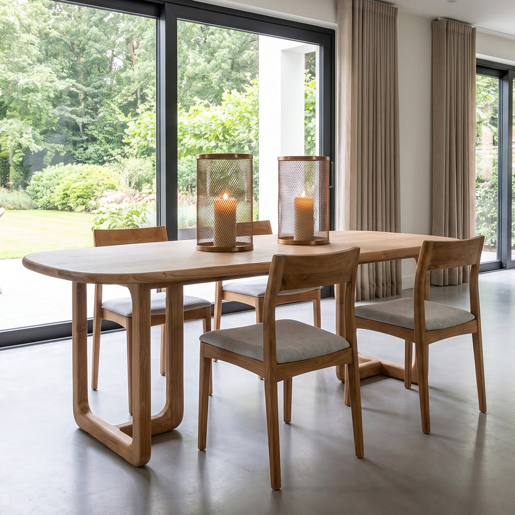 Table à manger en teck recyclé naturel oblong – 240x100 cm