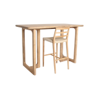 Table haute en teck recyclé coins arrondis terrasse intérieure – 160x80x105 cm