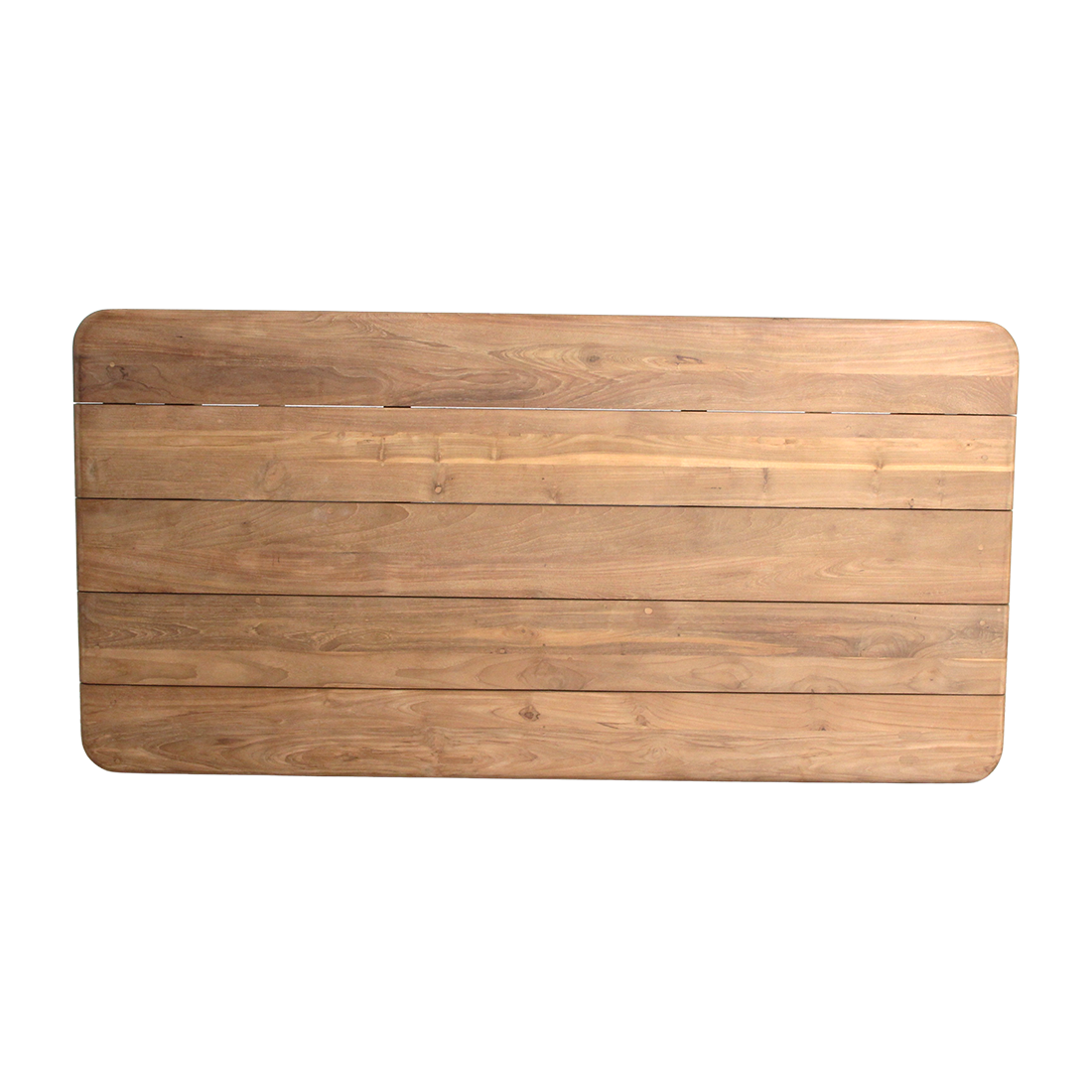 Table haute en teck recyclé coins arrondis terrasse intérieure – 160x80x105 cm