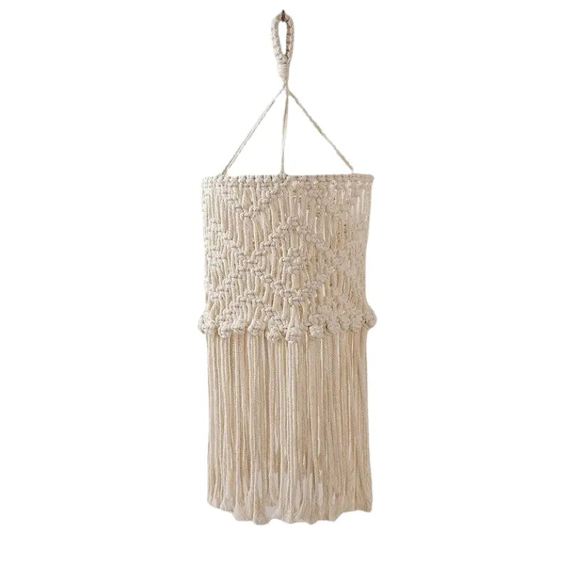 Abat-jour boho en coton tressé fond blanc