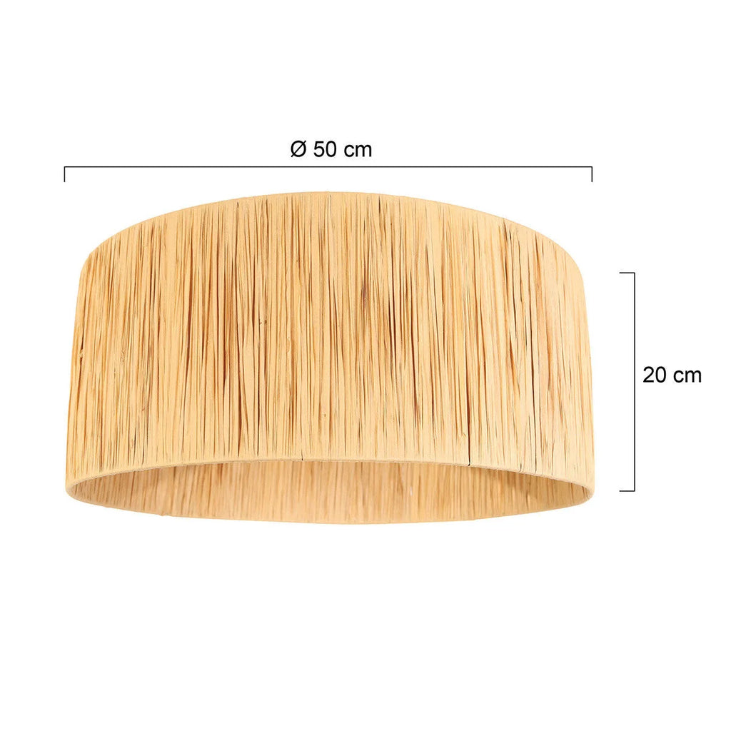 Abat-jour cylindrique en seagrass naturel de 50 cm de diamètre et 20 cm de hauteur