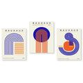 Affiche Bauhaus bleu et orange lot de 3