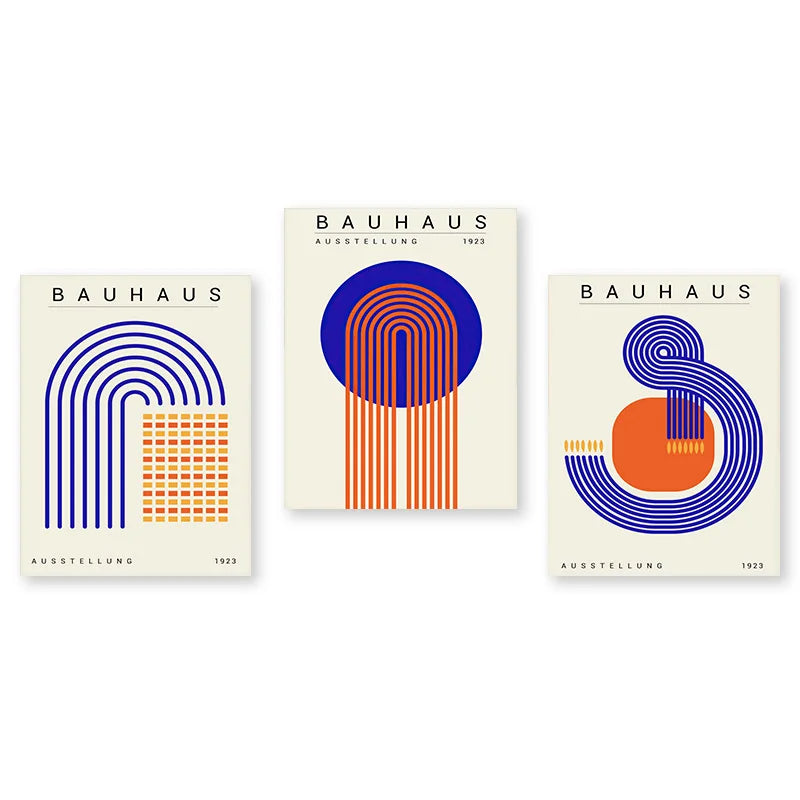 Affiche Bauhaus bleu et orange