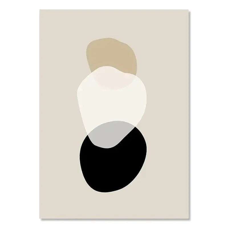Affiche murale abstraite formes organiques tons beige sur toile canvas