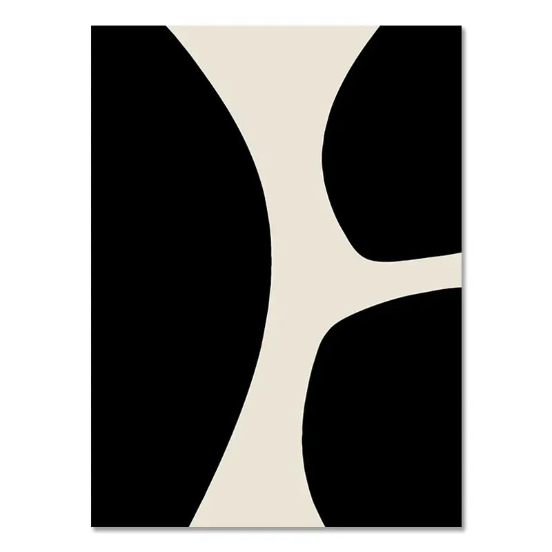 Affiche murale abstraite noir et crème en toile rectangulaire sans cadre