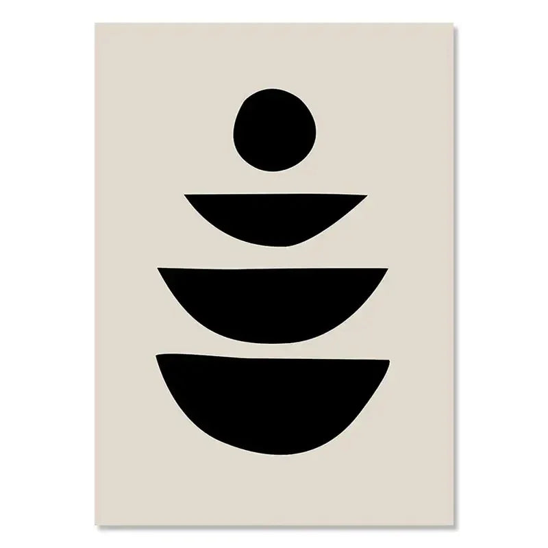 Affiche murale abstraite en toile beige et noire avec formes géométriques modernes