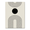 Impression d’art géométrique abstrait sur toile beige et noire avec motifs cercles et lignes