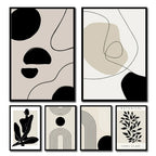 Impressions d’art abstrait encadrées pour décoration murale moderne en beige et noir