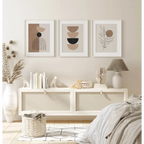 Décoration de chambre neutre avec affiche murale géométrique sur toile Set de 3