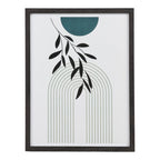 Set de 3 affiches encadrées géométriques et botaniques noir et vert avec branches foliaires