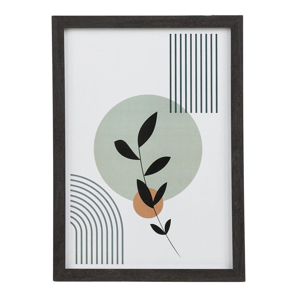 Ensemble de 3 affiches encadrées géométriques et botaniques noir et vert