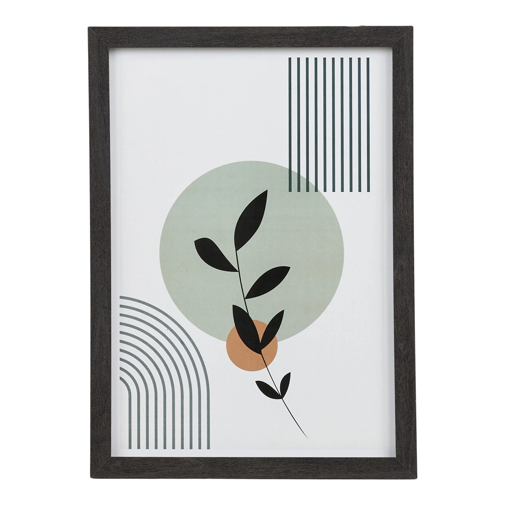 Ensemble de 3 affiches encadrées géométriques et botaniques noir et vert