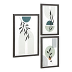 Set de 3 affiches encadrées géométriques et botaniques en noir et vert