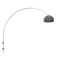 Lampadaire arqué en métal brossé avec abat-jour gris fumé Ø38 cm