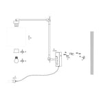 Diagram d’une applique murale en métal chromé et lin blanc avec bras articulé