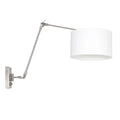 Applique murale argentée ajustable avec abat-jour blanc en métal et lin
