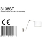 Applique murale en métal chromé avec bras articulé et abat-jour blanc réglable