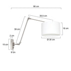 Applique murale en métal chromé et lin blanc avec bras articulé et dimensions ajustables