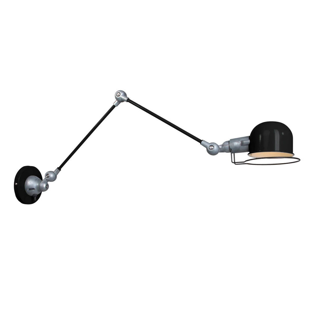 Applique murale en métal noir et argent avec bras articulé orientable, diamètre 10,5 cm