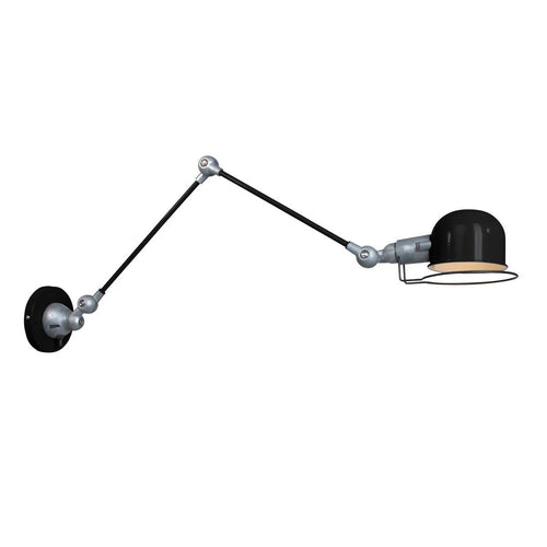 Applique murale en métal noir et argent avec bras articulé orientable, diamètre 10,5 cm