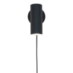 Applique murale cylindrique noire mate avec cordon visible H22 cm