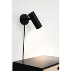 Applique murale noire mate en métal, bras ajustable, H22 cm